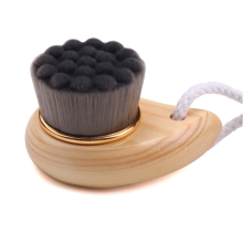 Custom Brand  Wooden Handle  Facial Cleansing Bamboo Charcoal Fiber  Remove Black Head deep cleaning  Brush Facial Brush